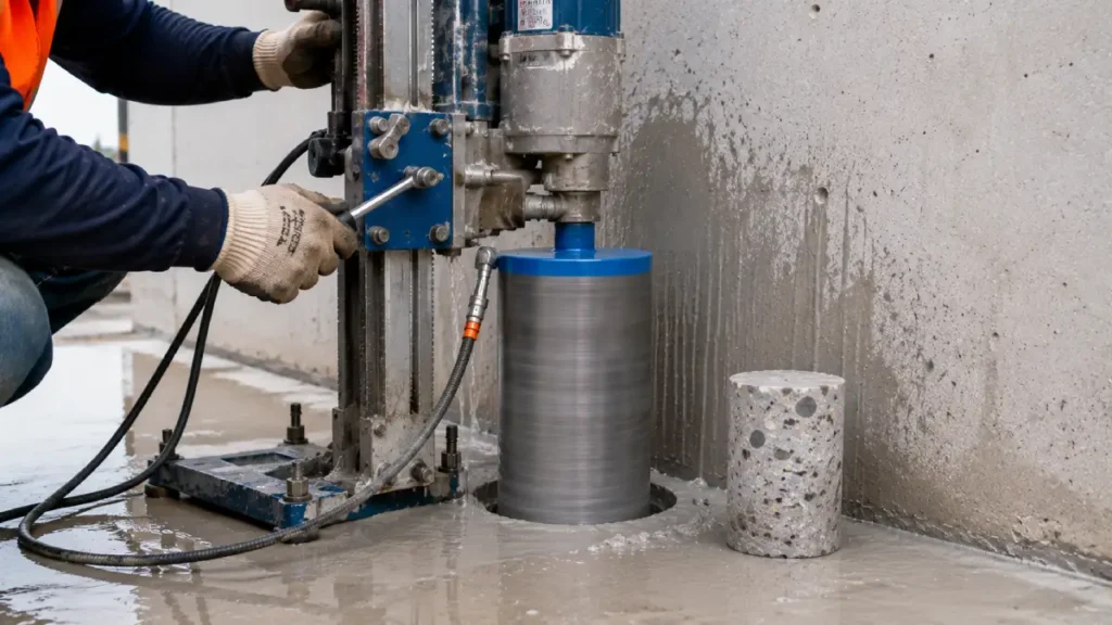 extracción de nucleo de concreto con diamantina